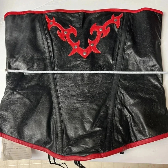 Alter Ego Black/Red Goth Renaissance Lamb Leather Lace Up Corset 34 - Picture 12 of 16